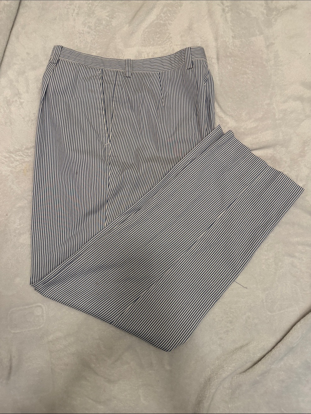 Men's Navy and White Pinstripe Dress Pants — Tailored Fit